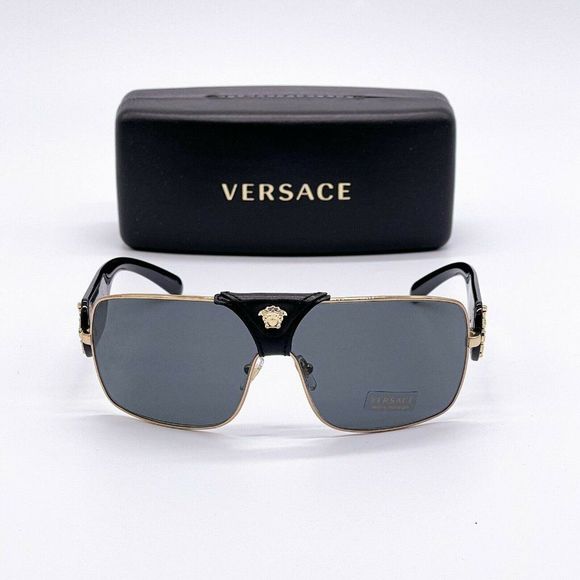 New Versace Black w/ Gold Accent Unisex Sunglasses - Picture 1 of 8